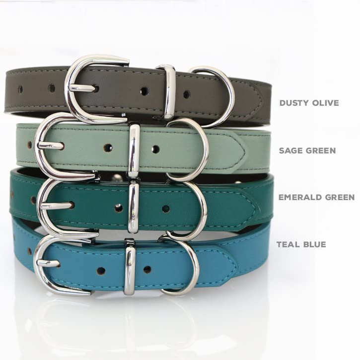 Premium Sage Green Bow Tie Dog Collar - Black, Gray, Brown, Ivory, Champagne, Copper, Gold & Green Leather Puppy Collar with Adjustable Bow Tie - Perfect for Weddings, Parties & Special Occasions