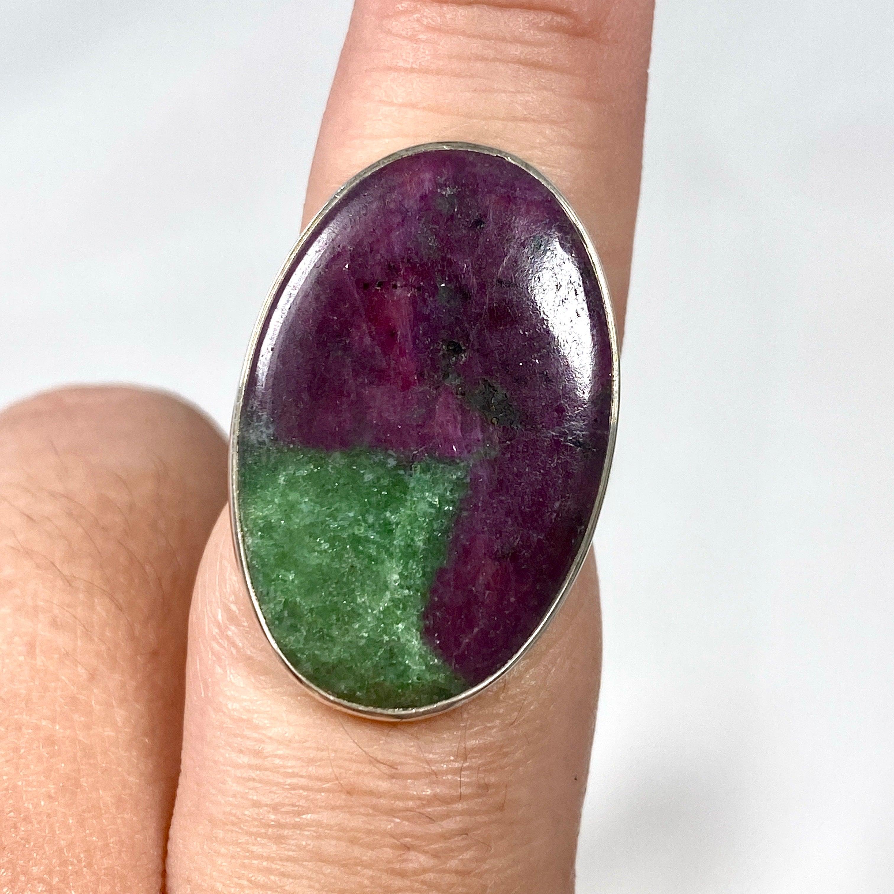 Natural Ruby in Zoisite Oval Ring - Size 9 - KRGJ2442 - Elegant Jewelry for Women, Perfect for Weddings, Parties & Special Occasions