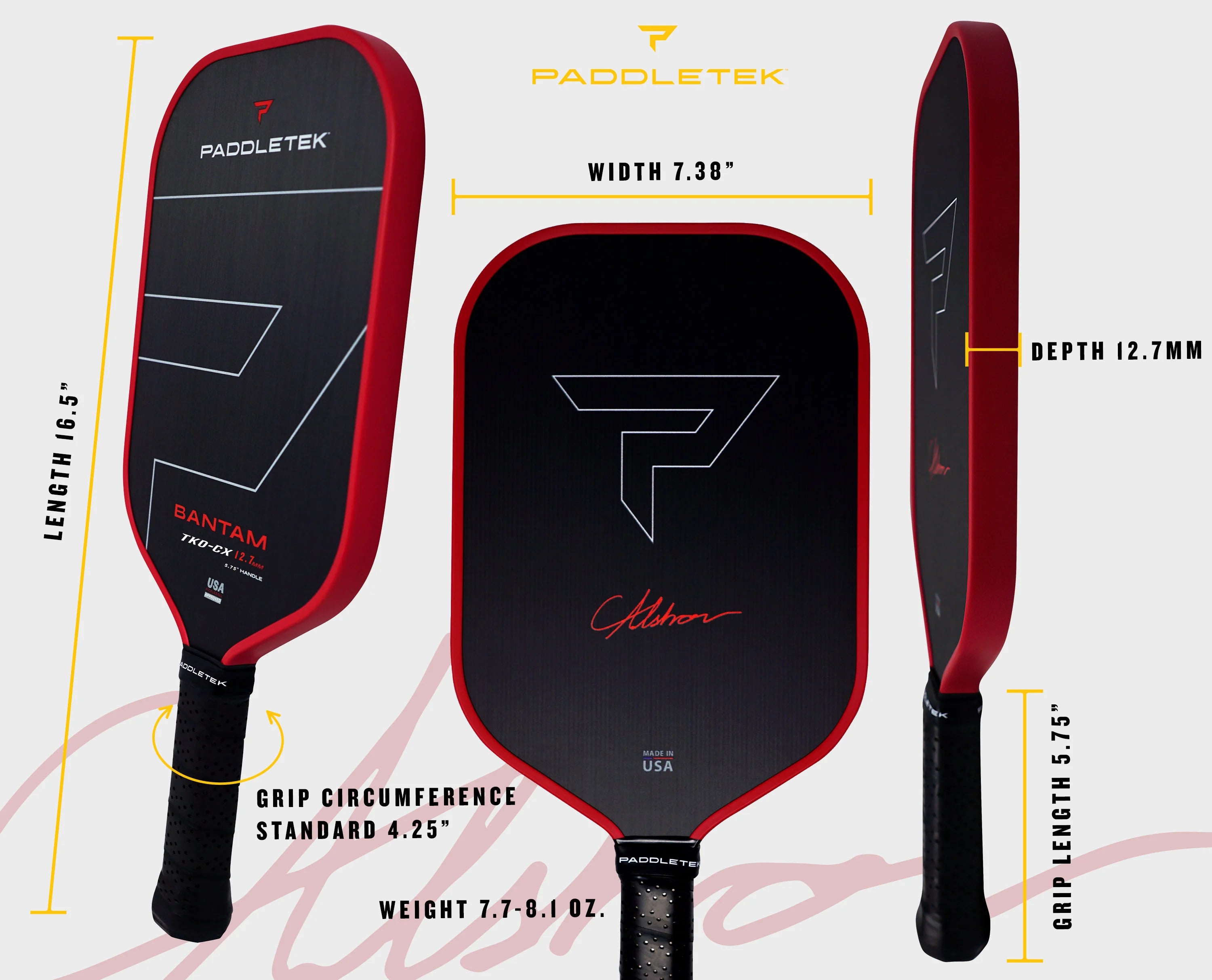 Paddletek Tempest TKO CX 14.3mm Pickleball Paddle - Premium Carbon Fiber Paddle for Competitive Play - Perfect for Tournaments & Recreational Pickleball Games