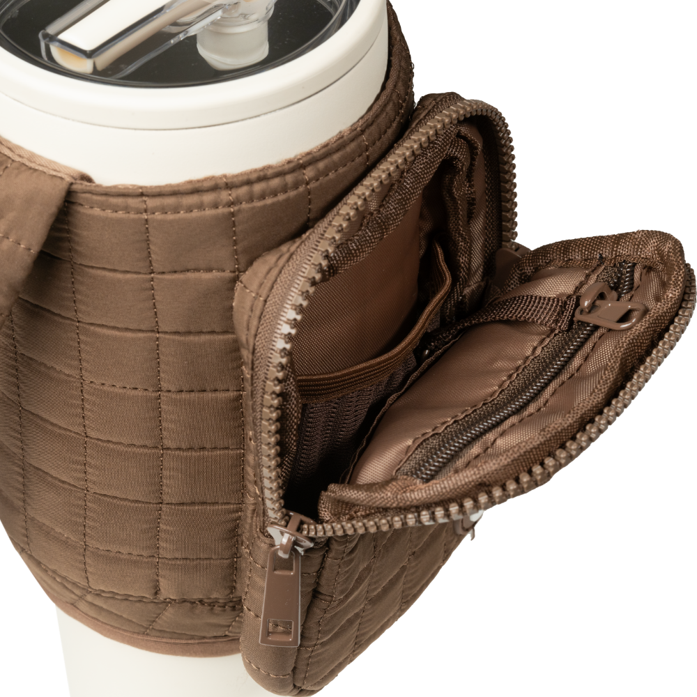 Women's Mocha Puffer Jacket with Long Sleeves - Winter Coat for Outdoor Activities & Casual Wear