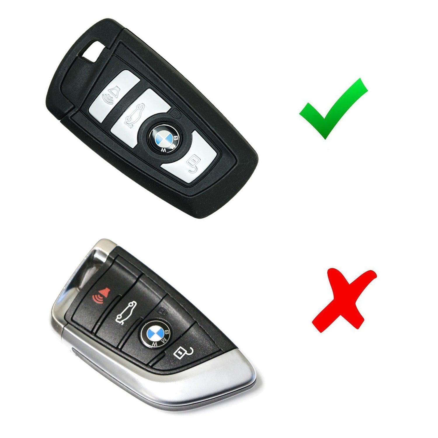 Premium Chrome Blue TPU Key Fob Cover Case for BMW 1/2/3/4/5/6/7 Series & X1/X3/X4 Models - 4 Button Remote Key Protector - Durable & Stylish Car Accessory for Daily Use & Travel Protection