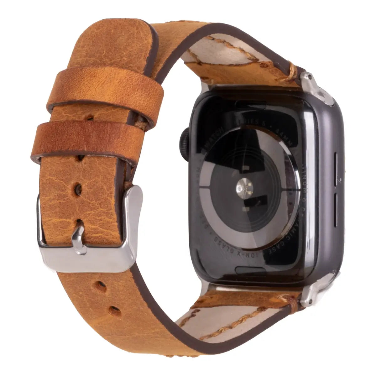 Premium Camel Brown Leather Sport Band for Apple Watch - Durable & Stylish Strap for Workouts & Everyday Wear (Avila Collection) - Perfect for Gym, Office & Casual Outings