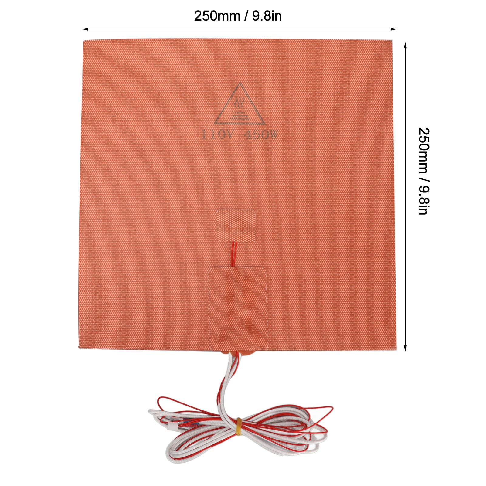 450W Silicone Heater Pad with Adhesive Backing - 250x250mm Heating Plate for VORON2.4 3D Printer Heated Bed | Perfect for 3D Printing, DIY Projects & Home Workshop Use