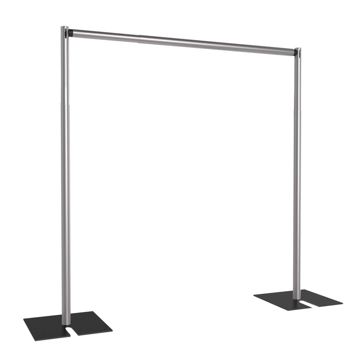 8' x 10' Pipe and Drape Backdrop Kit - Heavy Duty Event Curtain System for Weddings, Parties, Trade Shows & Photo Booths - Non-Adjustable Black Fabric with Stand (8ft Tall x 10ft Wide)