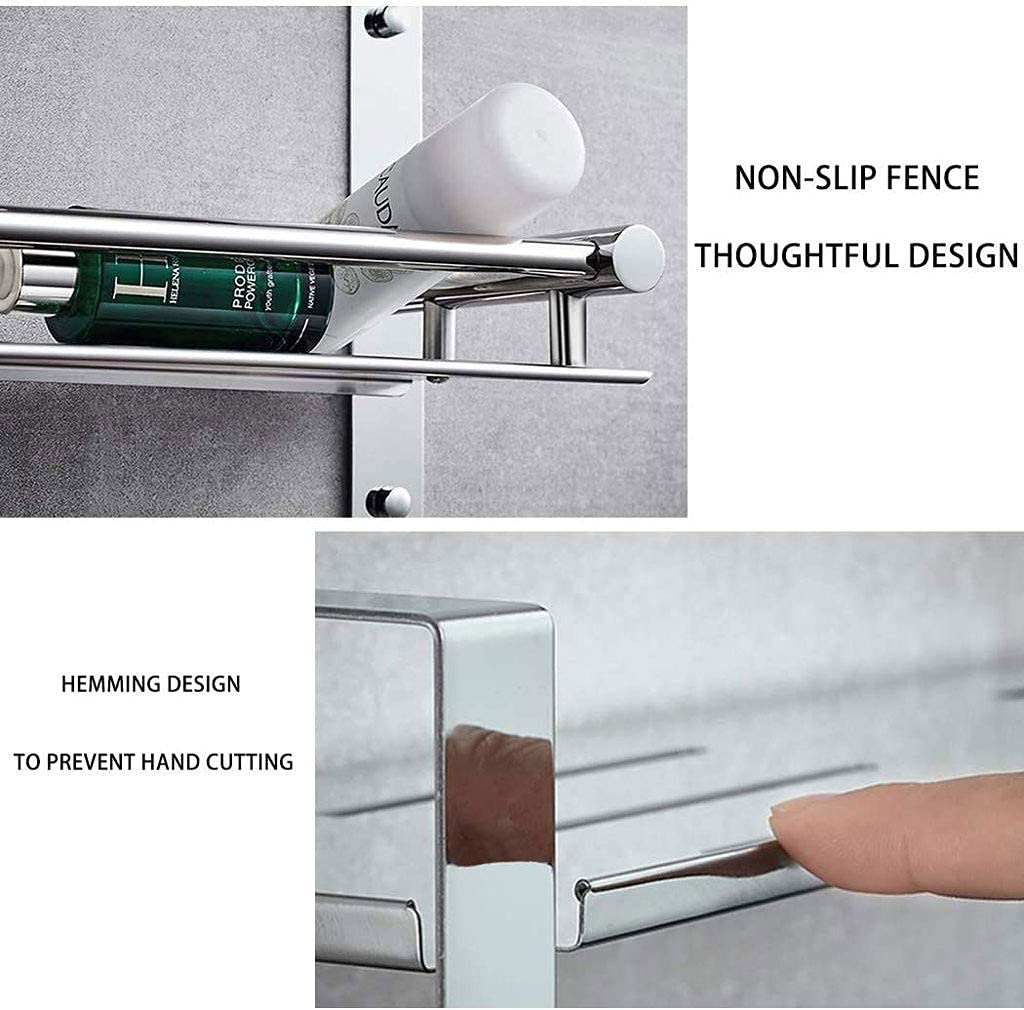 Premium 304 Stainless Steel Wall Mounted Towel Rack with Storage Shelf & Hooks - 40CM/60CM Bathroom Towel Holder for Hotel, Kitchen & Home Use - Space-Saving Drying Solution for Hand Towels, Robes & Utensils