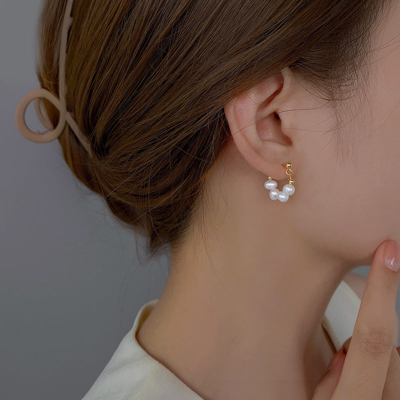 Freshwater Pearl Donut Gold Earrings for Women - 14K Gold Plated Dangle Earrings - Elegant Pearl Jewelry Gift for Birthday, Anniversary & Wedding | HE608 | Perfect for Office, Party & Special Occasions