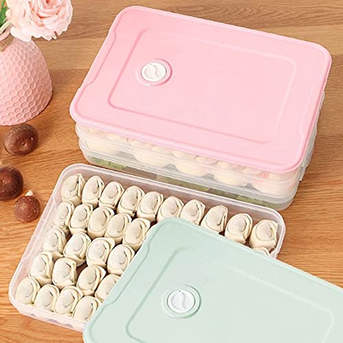 Stackable Microwave-Safe Refrigerator Food Storage Containers - BPA-Free Kitchen Organizer for Vegetables, Eggs & Dumplings | Space-Saving Fridge Box with Lid (Pink) - Perfect for Meal Prep, Leftovers & Small Kitchen Organization