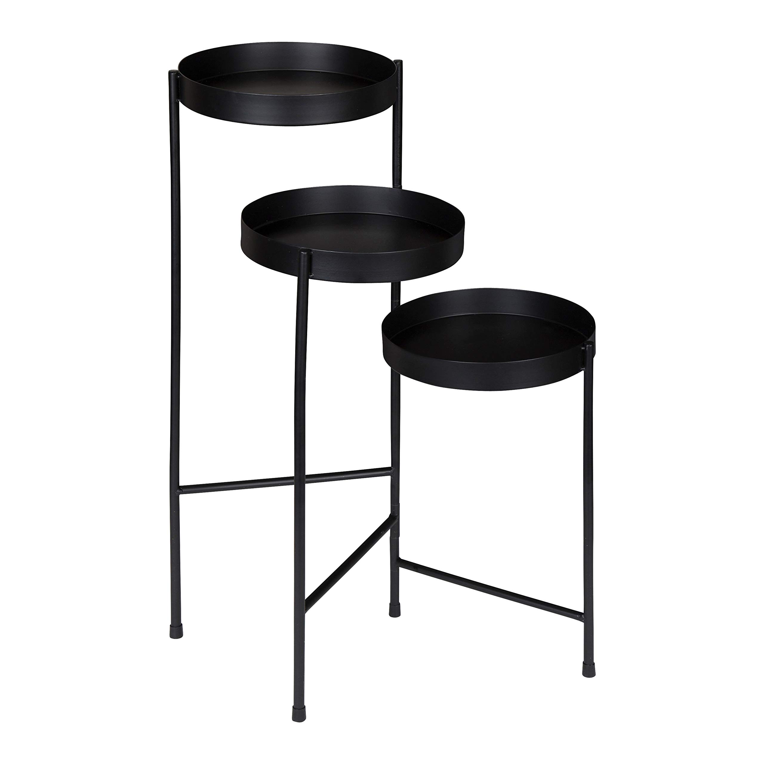 Kate & Laurel Finn 3-Tier Metal Plant Stand - Black | Indoor & Outdoor Flower Pot Holder for Home, Garden, Patio Decor