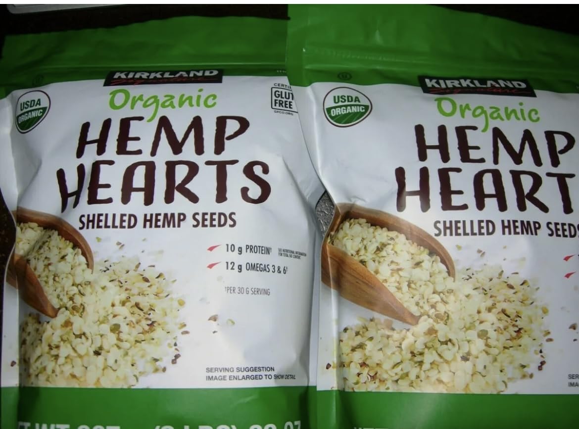 Kirkland Organic Hemp Hearts Shelled Hemp Seeds - 2 Pack | Raw, Nutty Flavor | Perfect for Smoothies, Salads, Yogurt & Baking | High in Protein & Omega-3 | USDA Organic Certified