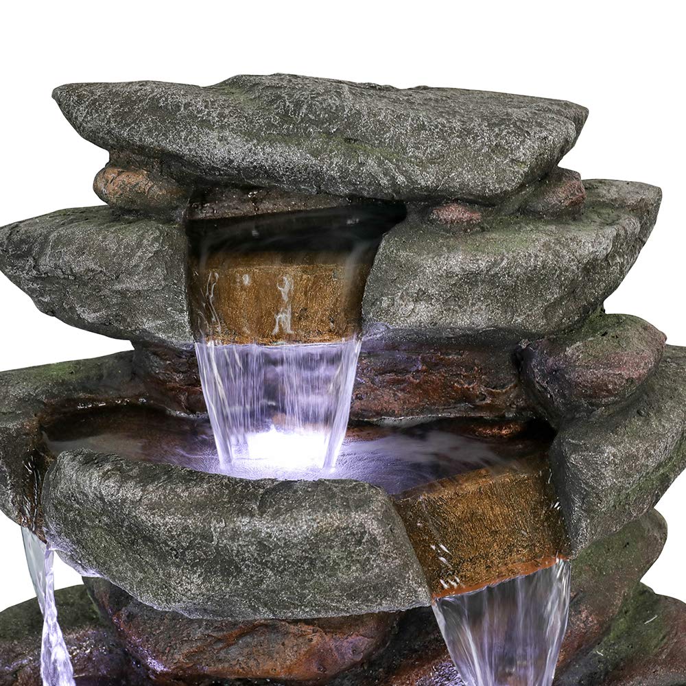 6-Tier Outdoor Water Fountain with LED Lights - 40.6