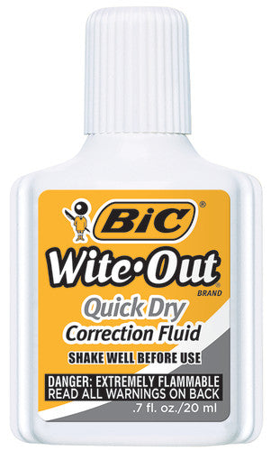 BIC Wite Out Quick Dry Correction Fluid - Fast Drying White Out for Paper, Documents & Office Use - Perfect for Typing Errors & School Projects