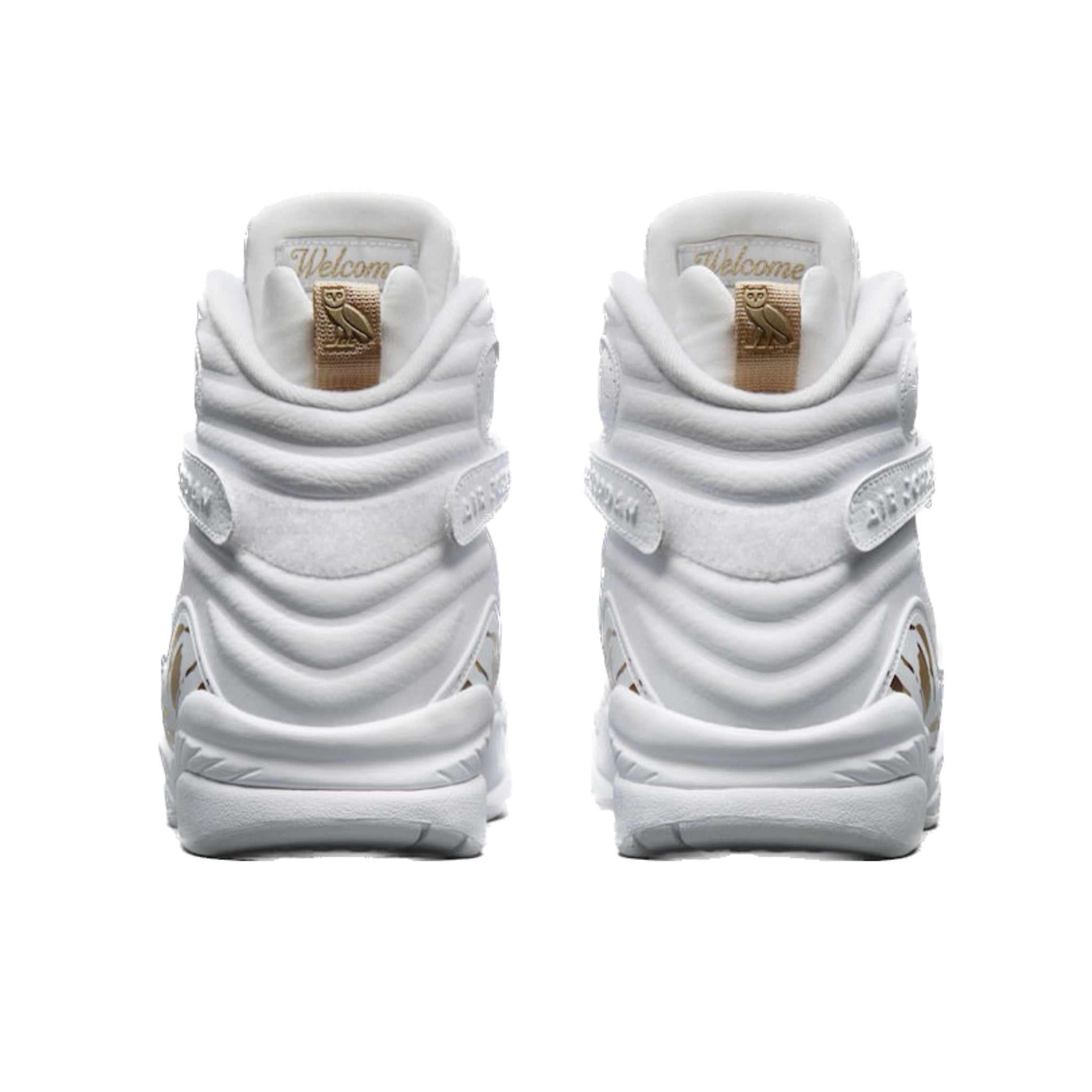 Air Jordan 8 Retro OVO Sneakers - White, Blue, Metallic Gold & Varsity Red Colorway | Men's Basketball Shoes for Court Play & Streetwear Fashion