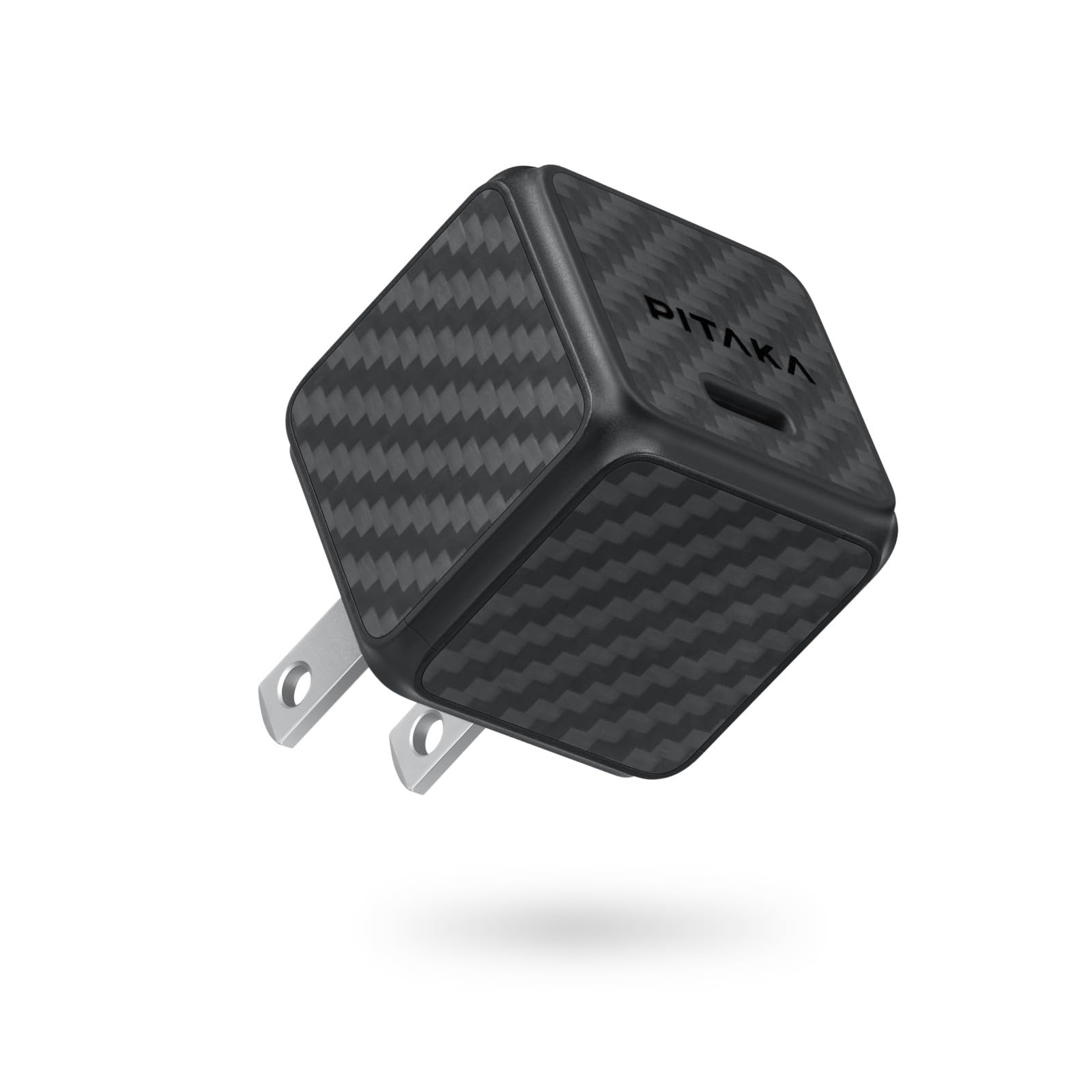 PITAKA 30W GaN Fast USB C Charger for iPhone 15/14/13/12 - Compact & Powerful PD Charging Block (Black/Grey Twill) - Perfect for Home, Office & Travel