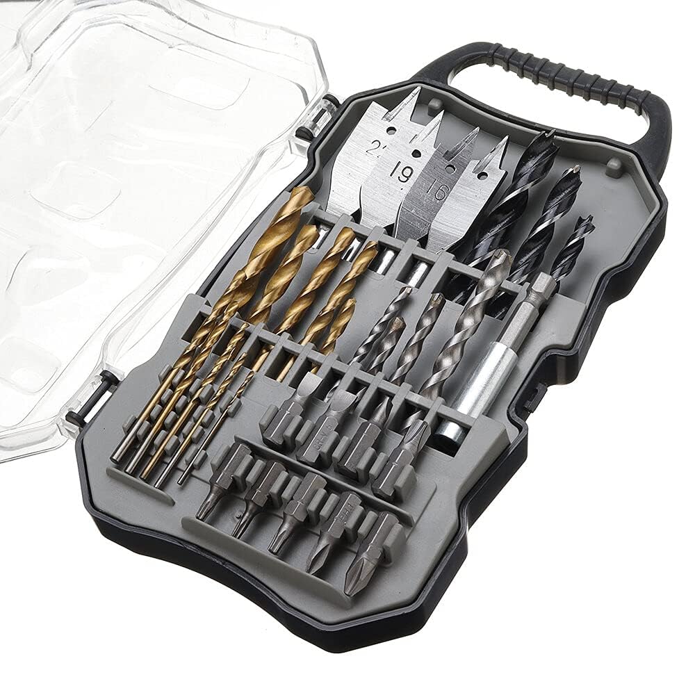 31Pcs Titanium Coated Hole Saw Cutting Set - 1/4 Inch Hex Shank with Magnetic Connecting Rod - Screwdriver Bits Kit for Wood, Metal & Plastic - Perfect for DIY Projects, Home Repairs & Construction Work