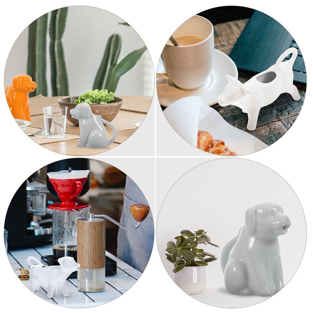 FOMIYES 2-Piece Animal Shaped Ceramic Creamer Pitcher Set - Hand Painted White Milk Jug with Handle for Coffee, Tea, Syrup - Perfect for Kitchen, Dining Table, and Gift Giving