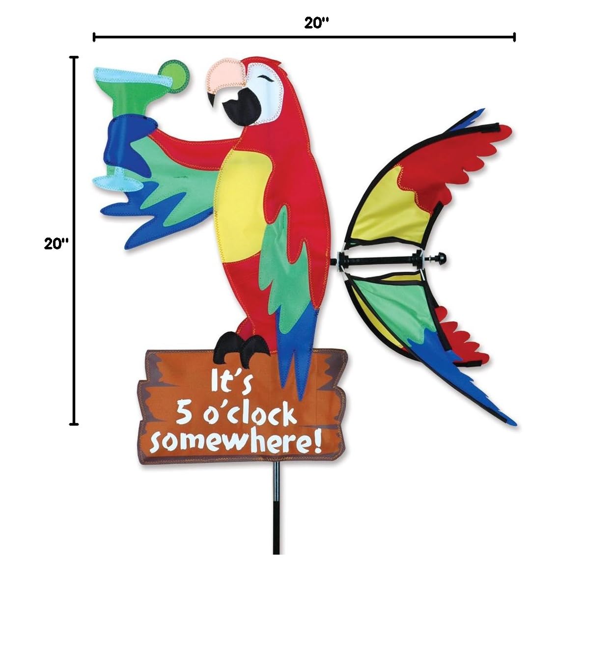 Premier Kites 20 Inch Island Parrot Spinner - Colorful Outdoor Kite for Beach, Park & Backyard Fun - Best Gift for Kids & Adults Flying Toy