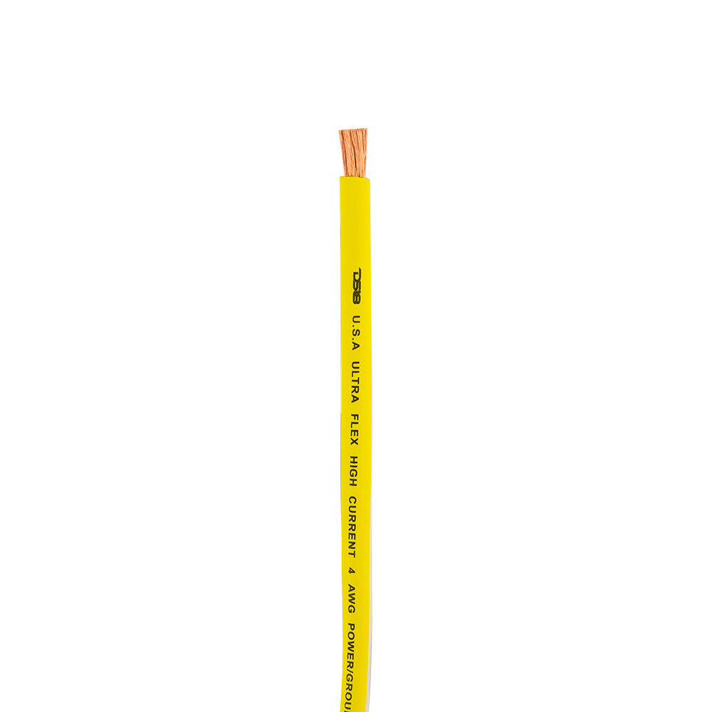4 GA 100% OFC High Performance Grounding & Power Cable - 50 Feet Yellow - Perfect for Car Audio Systems, Solar Panels & Electrical Wiring Projects