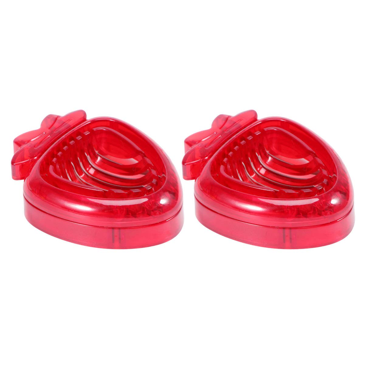 Best Stainless Steel Strawberry Slicer & Egg Cutter Set - 2 Pack Mini Kitchen Tools with Sharp Blades for Fruits, Vegetables - Perfect for Home Kitchen, Bar, Party Platters & Wine Pairing (Red)