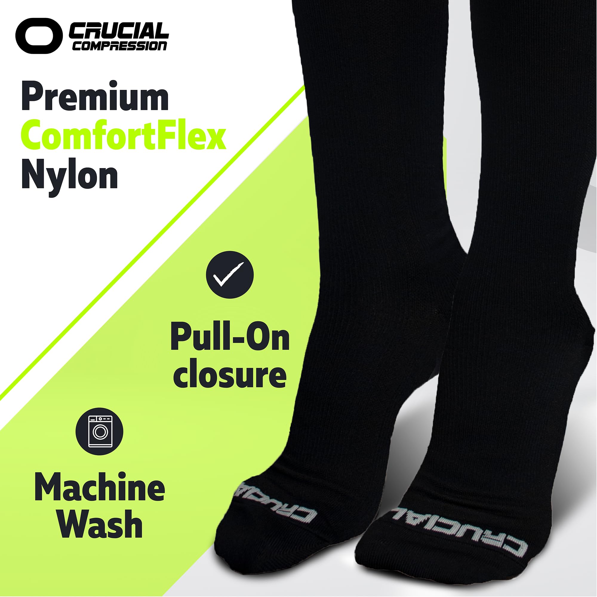 Best Crucial Compression Socks for Men & Women (20-30mmHg) - Running, Athletic, Travel & Work Support - Improve Circulation & Reduce Swelling for Nurses, Athletes & Travelers