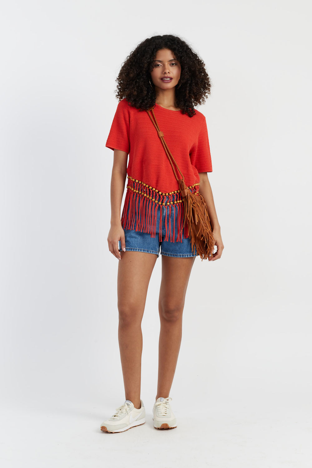 Terracotta Beaded Top for Women - Elegant Boho Blouse with Laura Whitmore Style - Perfect for Summer Festivals, Beach Vacations & Casual Outings