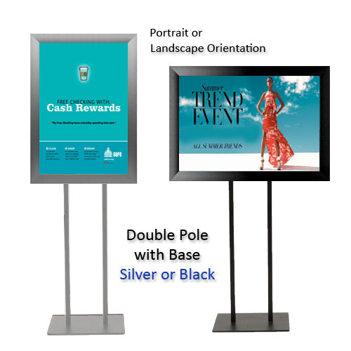 12x18 Double Pole Floor Stand Sign Holder with 2.5