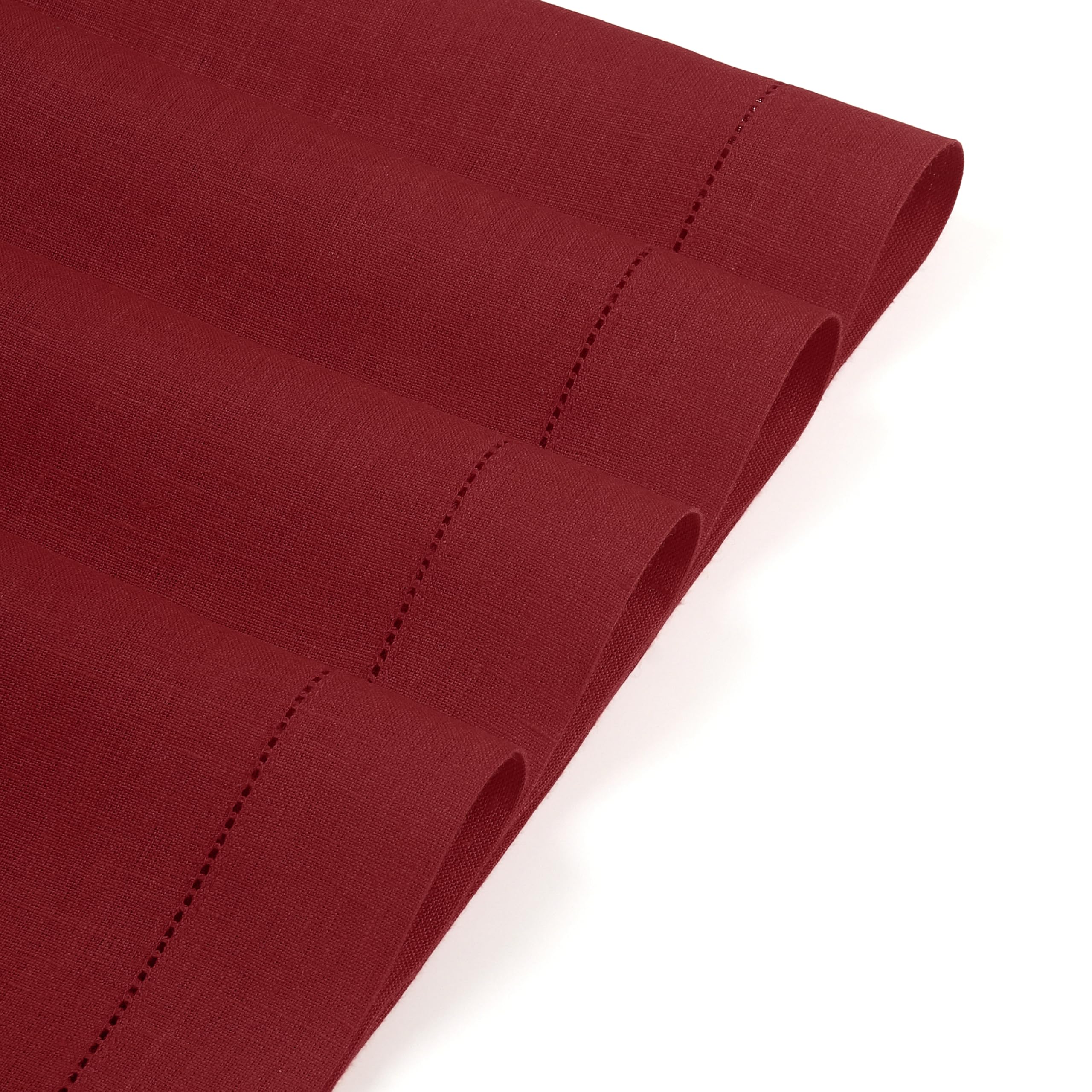 D'Moksha Homes 100% Pure Linen Placemats Set of 4 - 14x19 Inch Red Table Mats with Classic Hemstitch, Washable & Durable for Easter, Thanksgiving, Christmas Dinner & Home Decor