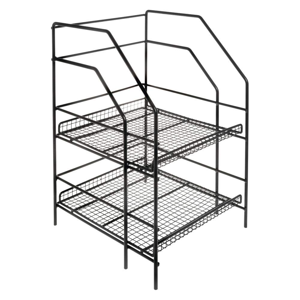HUBERT Black Wire Cereal Box Display Stand - Organize Breakfast & Snack Storage for Pantry, Kitchen, or Supermarket Shelves