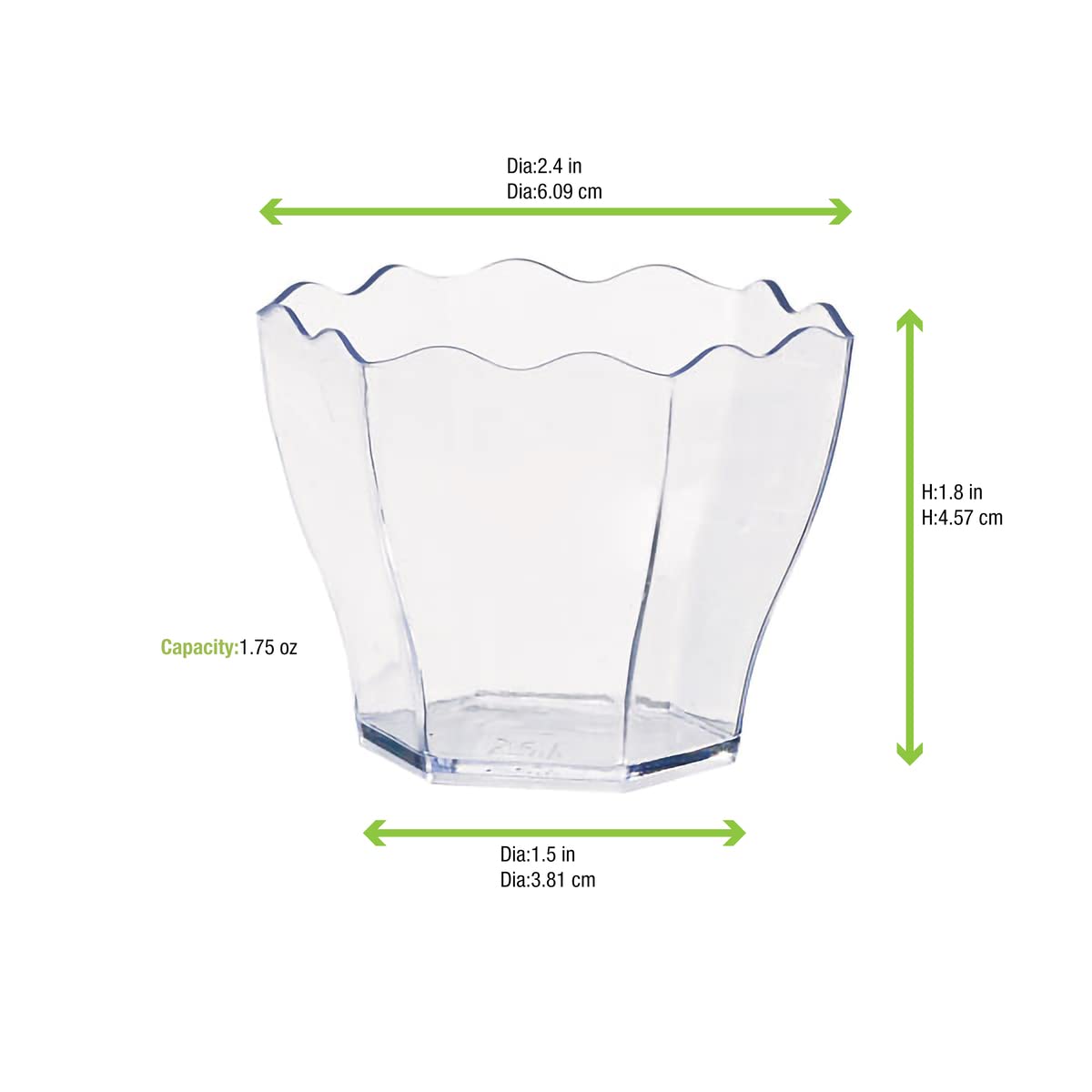 Flower Shaped Clear Plastic Cups with Waved Rim - 1.75 oz Mini Disposable Cups (600 Count Bulk Pack) | Recyclable PET Party Cups for Cocktails, Desserts, Weddings & Events | PacknWood 209MBDEVA1