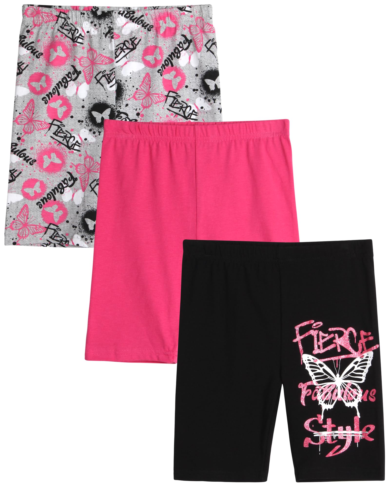 Girls' Active Shorts 3 Pack - Stretchy Bike Shorts for Gym, Running & Play - Cute Fashion Workout Shorts for Girls Age 7-16 - Perfect for Sports, Yoga & Everyday Wear