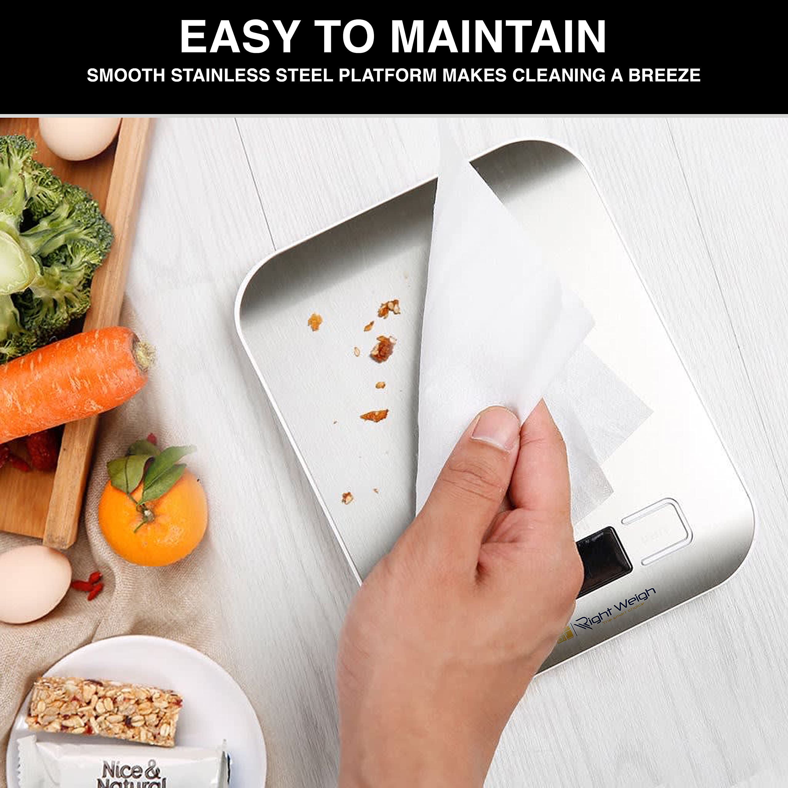 Digital Kitchen Scale - Battery Operated, Highly Accurate Stainless Steel Food Scale with Tare Function - Measures in Grams & Ounces (11lb Capacity) - Perfect for Weight Loss, Baking, Cooking, and Meal Prep