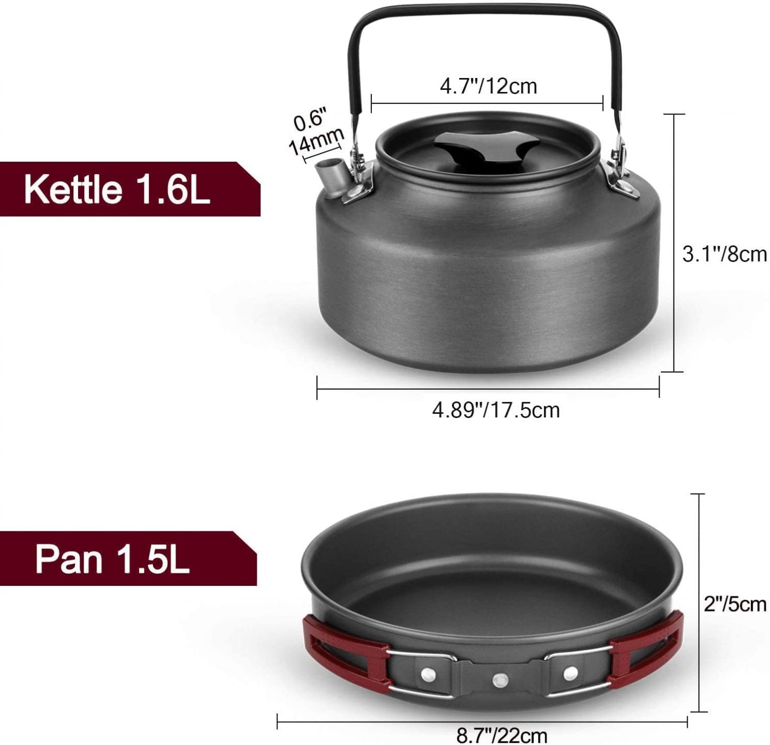**Portable Camping Cookware Set for 3-4 People - Lightweight Pot, Pan, Mini Cups, Dishes, Forks & Spoons - Perfect for Outdoor Adventures, Hiking & Backpacking**