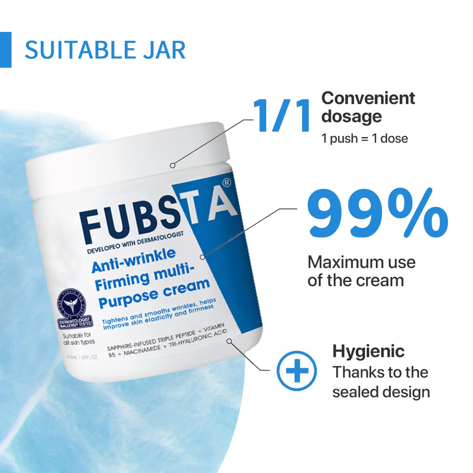 Fubsta Advanced Firming & Wrinkle-Reducing Face Cream - 50ML Anti-Aging Moisturizer for Plumper, Younger-Looking Skin | Day & Night Use for Hydration & Rejuvenation | Perfect for Dry & Mature Skin Care Routine