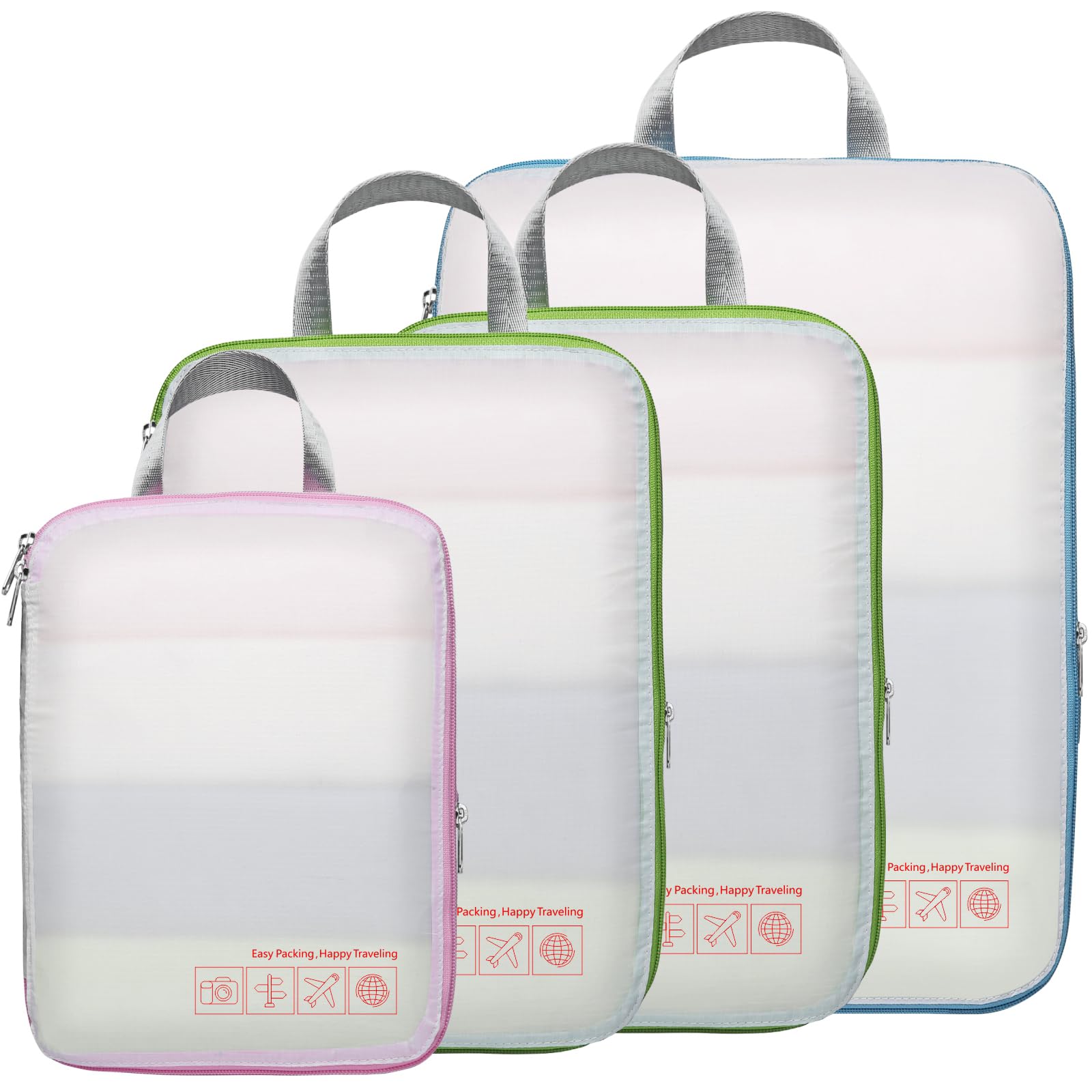 Cambond Compression Packing Cubes Set - 4-Piece Travel Organizer for Suitcases & Carry-On Luggage | Space-Saving Travel Essentials for Women & Men | Perfect for Business Trips, Vacations & Weekend Getaways