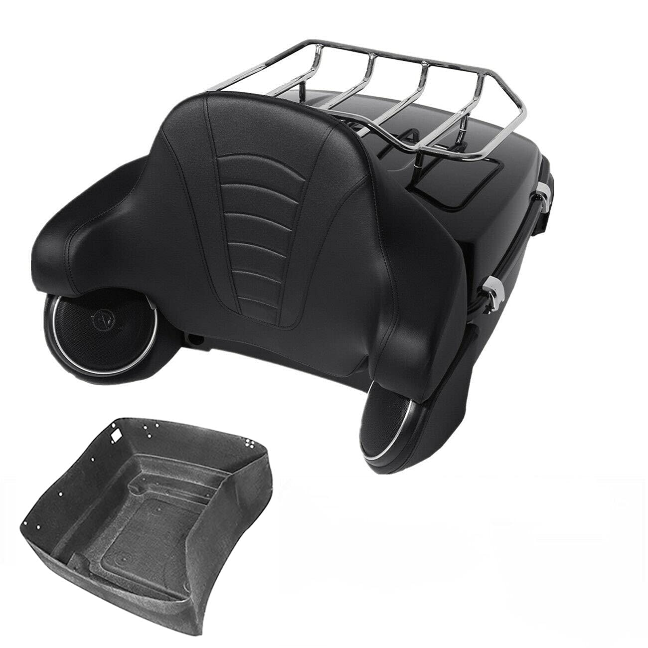 TCMT King Tour Pack Trunk Backrest Luggage Rack with Speakers for Harley Touring Models (2014-2025) - Perfect for Road King, Road Glide, Street Glide & Electra Glide | Upgrade Your Motorcycle Storage & Audio System for Long Rides
