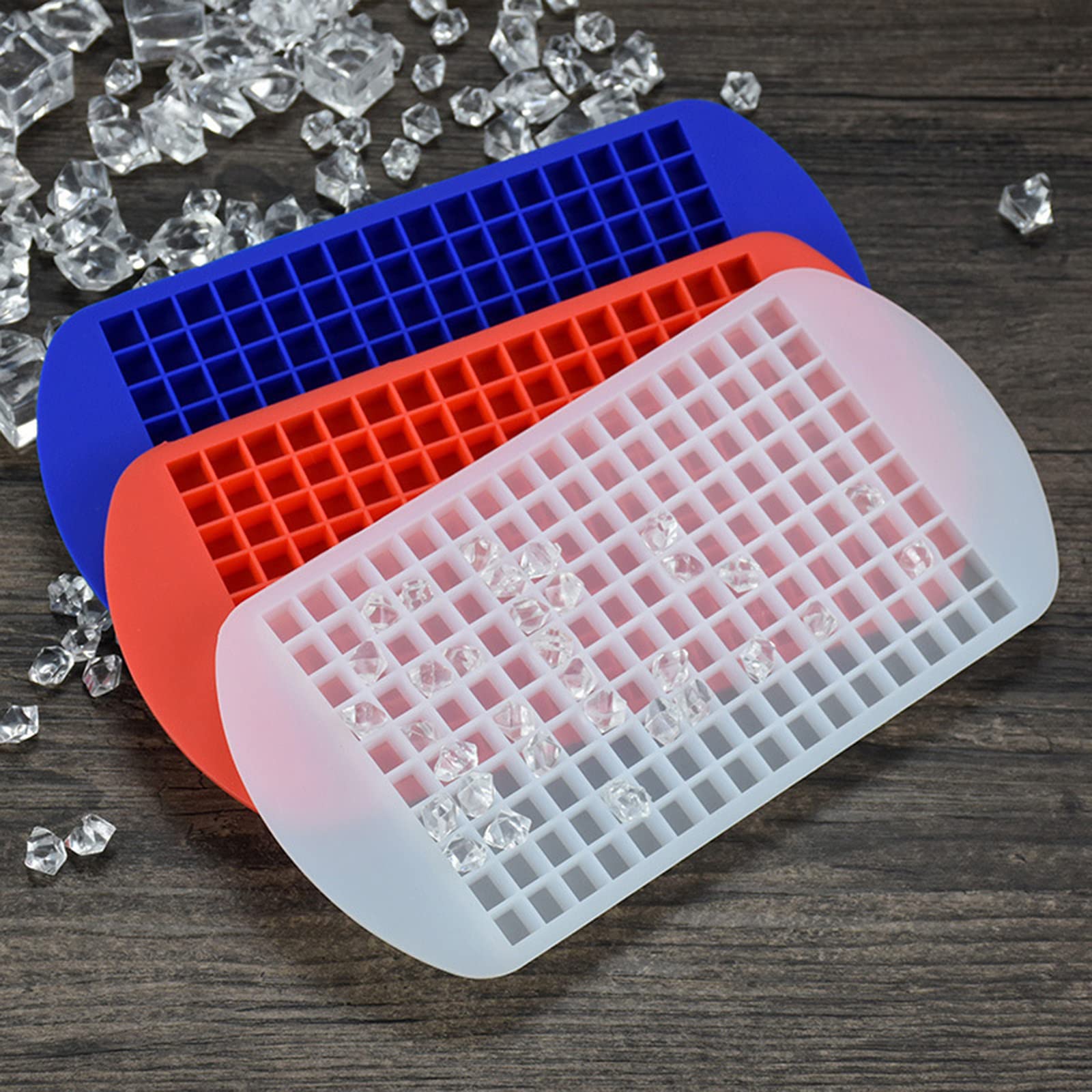 2 Pack Silicone Mini Ice Cube Trays - 160 Small Crushed Ice Molds for Cocktails & Whiskey | Easy Release, Flexible & Stackable Freezer Trays | Perfect for Baby Food, Iced Coffee & Party Drinks (Blue)