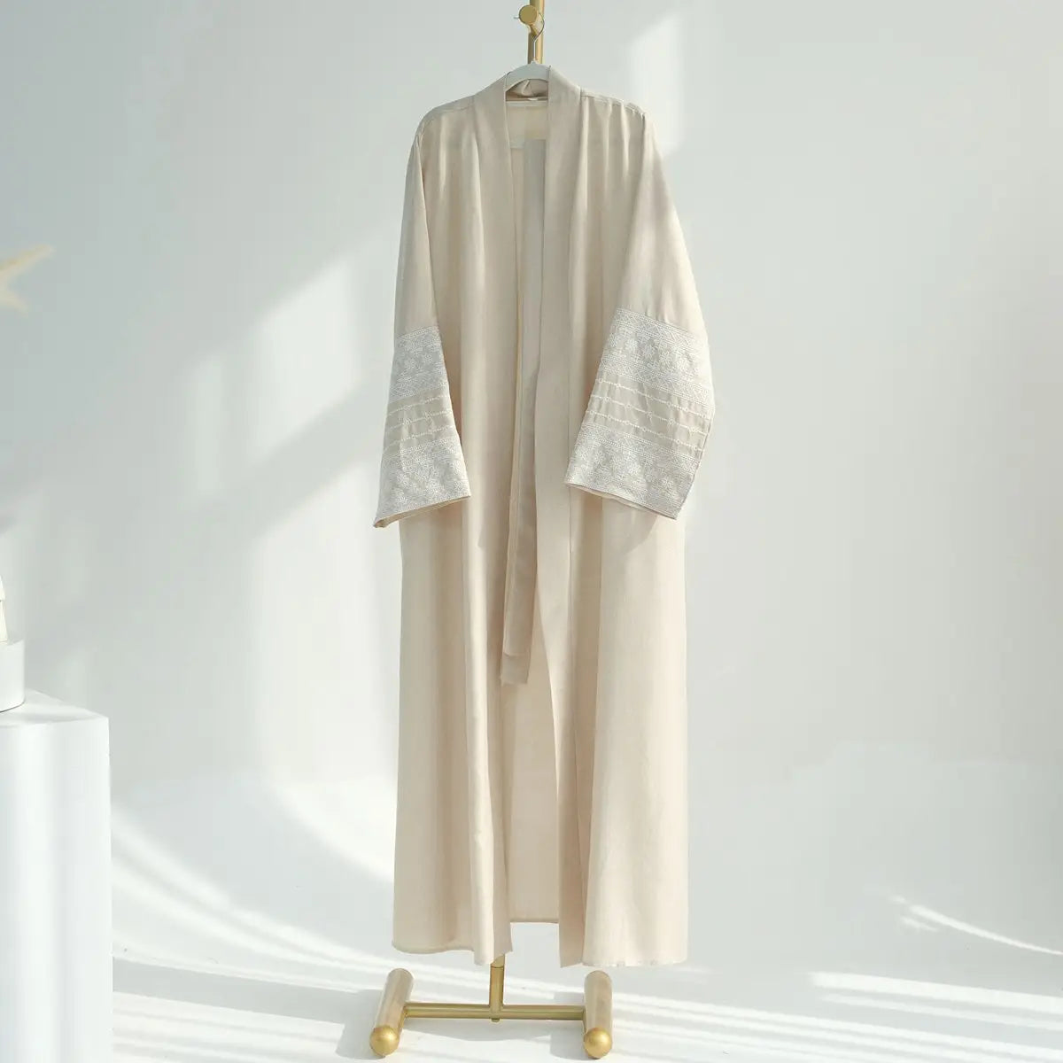 Elegant Embroidered Sleeve Cardigan Open Abaya Dress for Women - Perfect for Prayer, Modest Fashion & Special Occasions