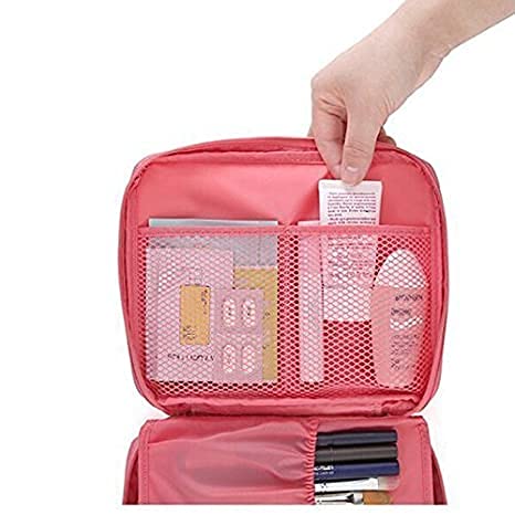 PAVITYAKSH Fabric Cosmetic Bag for Travel - Waterproof Makeup Organizer Pouch with Multiple Compartments | Perfect for Toiletry Storage, Gym Essentials & On-the-Go Beauty Accessories