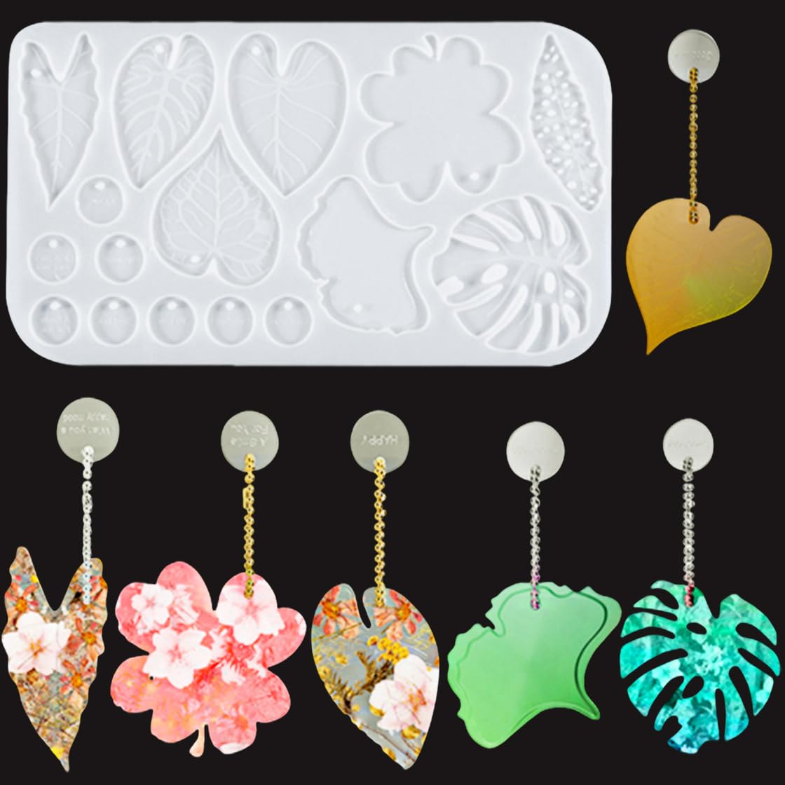 DIY Resin Keychain Molds - Leaf Silicone Molds for Jewelry Casting, Epoxy Bookmark Molds - Plant Shape Pendant Charm Art Craft Ornaments - Perfect for DIY Jewelry Making, Home Decor, and Gift Projects