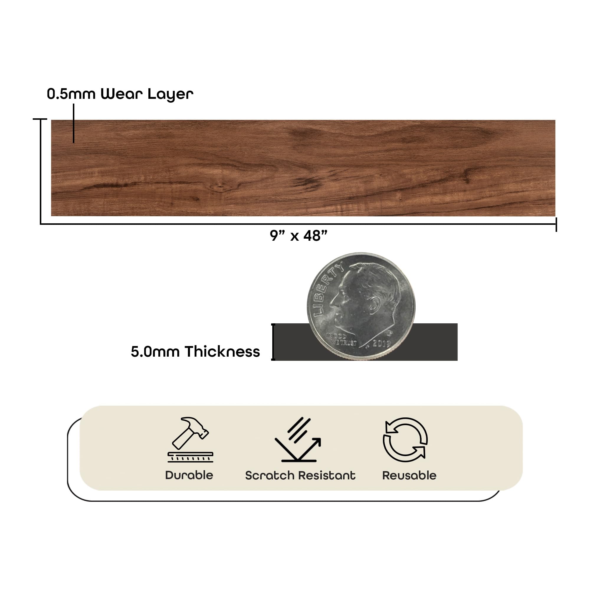 Achim Home Décor Rustic Cherry Looselay Vinyl Plank Flooring - 8 Planks (9