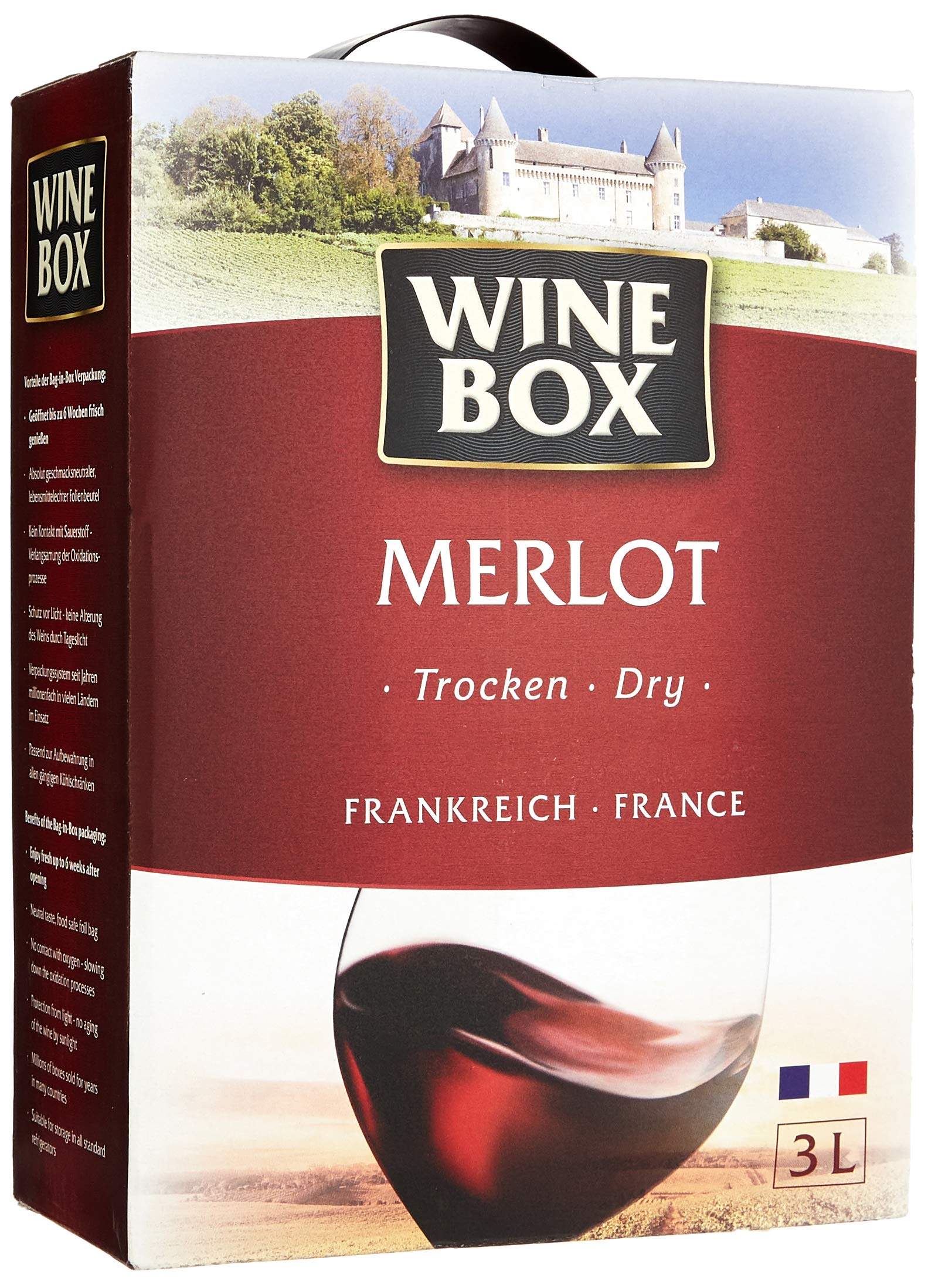 Premium Merlot IGP Pays d'Oc Dry Wine in Bag-in-Box (3L) - Perfect for Parties, Gifts & Everyday Enjoyment