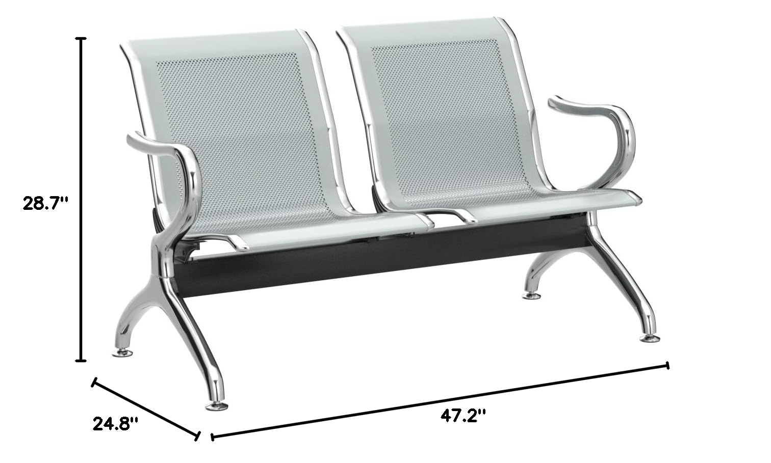 Kinsuite 4-Seat Airport Reception Chairs - Comfortable Waiting Room Bench for Office, Business, Bank & Hospital - Perfect for Lobbies, Waiting Areas and Public Spaces