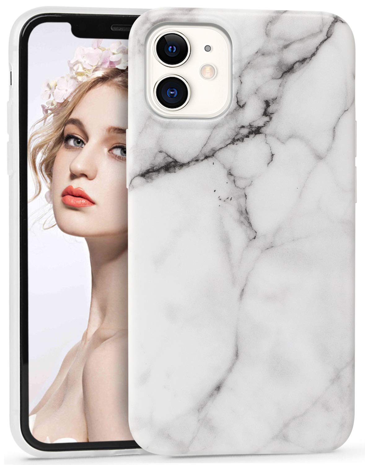 Imikoko iPhone 12 Mini Case - Marble Design Flexible TPU Rubber Bumper Shockproof Protective Cover for iPhone 12 Mini (5.4 Inch) - Perfect for Daily Use, Travel & Outdoor Activities