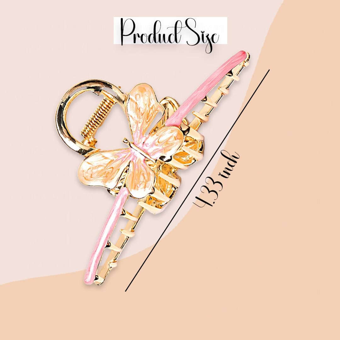 Myra Collection Butterfly Hair Clips - 2 Pack Multi-Design Hair Claws for Women & Girls, Transparent Metal Hair Clutchers with Premium Designs (Random Colors) - Perfect for Parties, Weddings, and Everyday Hairstyles
