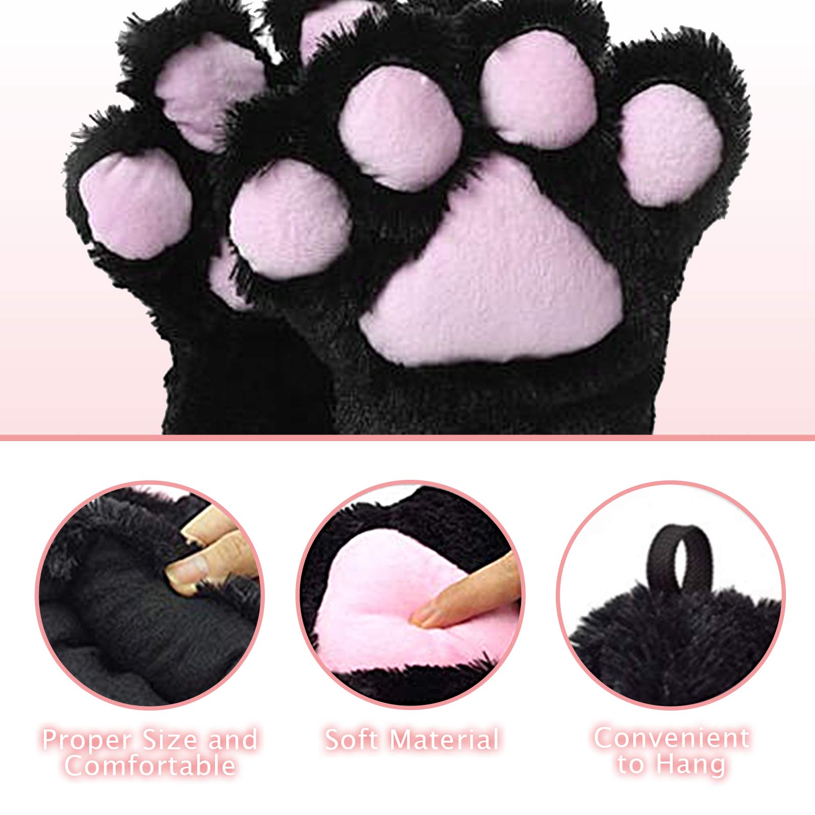 Abida Cat Cosplay Costume - 5 Piece Cat Ear & Tail Set with Collar, Paws Gloves & Vampire Teeth Fangs for Halloween, Cosplay Parties & Anime Conventions