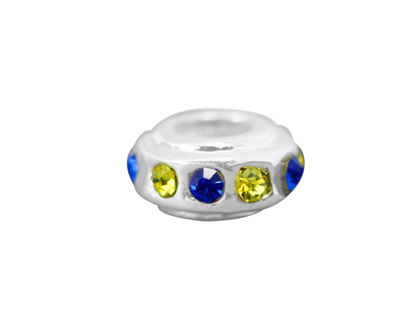 Blue Yellow Crystal Charm for Down Syndrome & Ukraine Support - Jewelry Making & Fundraisers
