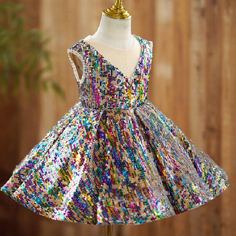 Adorable Baby V-Neck Baptism Dresses with Sequins - Toddler Girls' Christening Gowns for Church, First Communion & Special Occasions