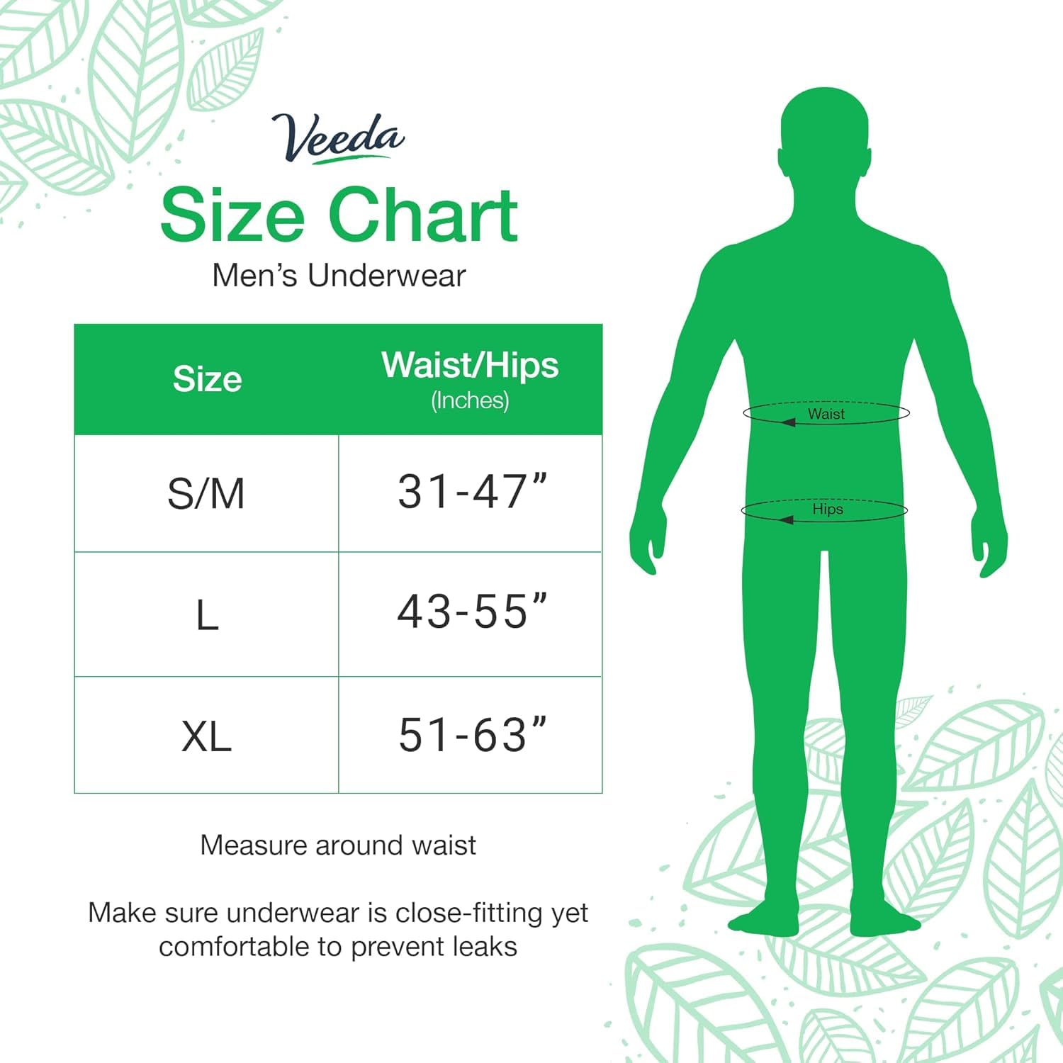 Veeda Natural Adult Incontinence Underwear for Men - Disposable Bladder Leakage Protection with Maximum Absorbency - Large Size (72 Count) - Ideal for Nighttime Use, Travel & Active Lifestyles