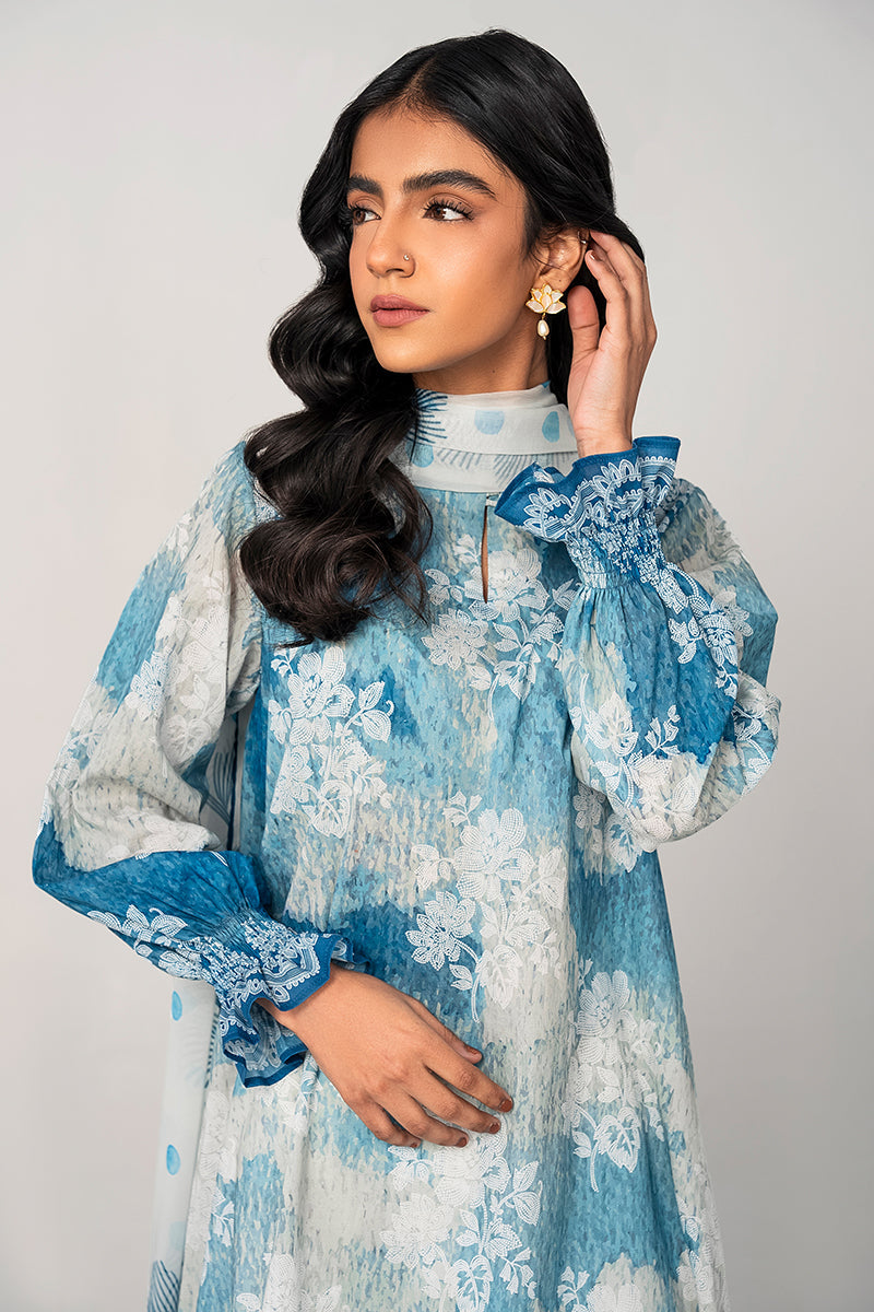 LUNAR SKY 3PC PRINTED LAWN SUIT for Women - Floral Design Casual Outfit - Perfect for Summer, Parties & Special Occasions