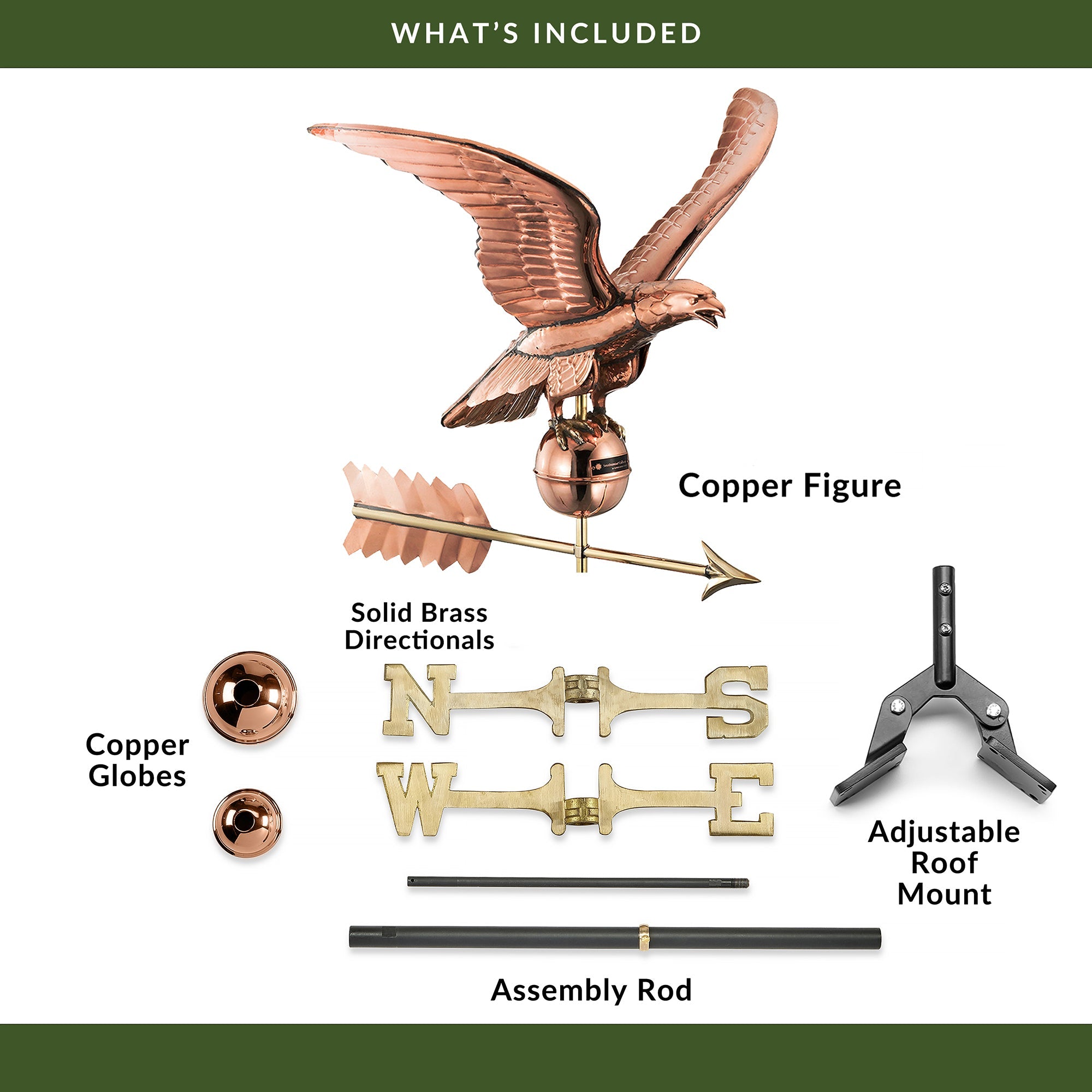 Smithsonian Eagle Weathervane - Decorative Outdoor Metal Garden Ornament for Home, Yard, and Farmhouse Decor | Perfect for Roof, Barn, or Patio Display