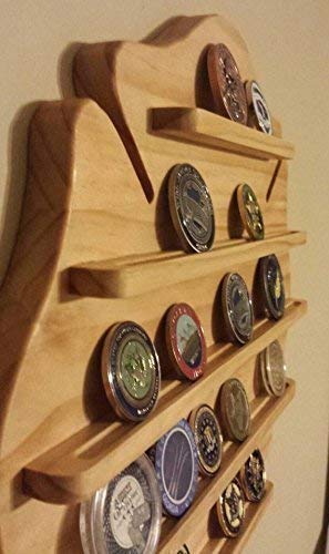 Wall Mounted Challenge Coin Display Holder for Firefighters, Police, Sheriff - Maltese Cross & Badge Design - Perfect for Office, Home Decor & Collectible Showcase